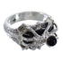 Silver Southwestern Jet Spider Ring Size 8-3/4 AX53071
